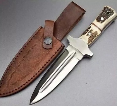 CUSTOM HANDMADE D2 STEEL HUNTING DAGGER KNIFE SURVIVAL CAMPING KNIFE STAG HANDLE