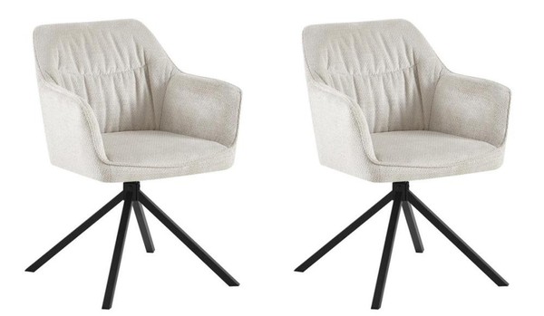 Drehsessel 2Er Set Drehbar Patti Von Designlink Grau / Gestell Metall Schwarz-image