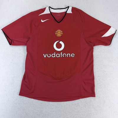 #ad Vintage Manchester United Soccer Jersey Mens Medium Red Nike Vodafone 2004 $59.99