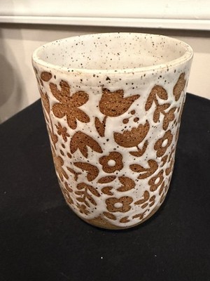 Annies Potteries Floral Petal White Tumbler Mug Cup, Annie Wong