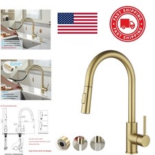 Stylish Gold Kitchen Faucet with Pull Down Sprayer and 60cm Hot Cold Water Hoses