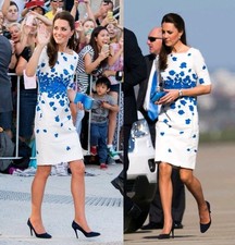 LK Bennett  Lasa snorkel Blue dress Royal Poppy Princess Kate Middleton 12 US 8