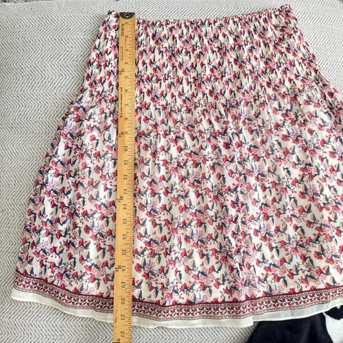 NWOT Max Studio Women's Short Skirt Floral Pleated White Retro Elastic Waist XS - Picture 7 of 11