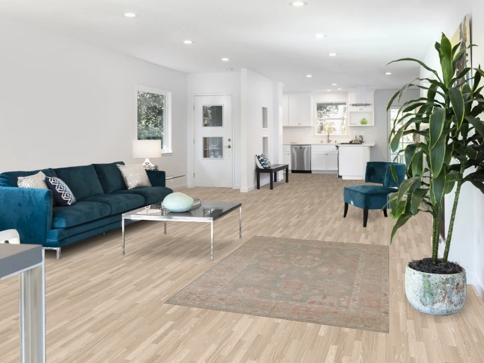 Handmade Muted Green Oushak Turkish Rug 4x6 Ft Transitional Vegetable Dye Rug - Image 2 of 4