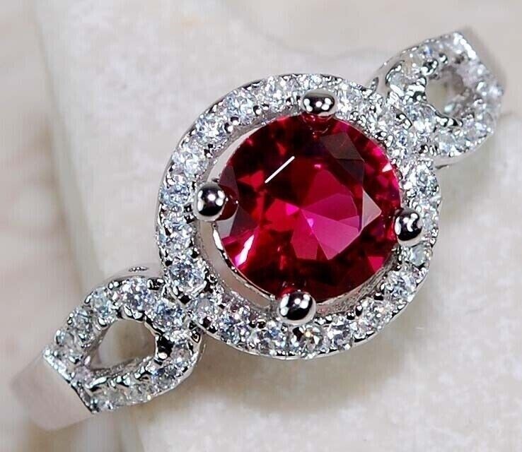 1CT Heat Treated Rubellite Tourmaline 925 Sterling Silver Ring Sz 6 U1-7