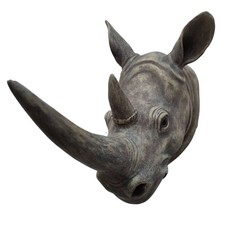 Realistic Detail Rhino Head Wall Mount Sculpted Faux Taxidermy Rhino Head