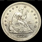 1876-S Seated Liberty Silver Quarter 25c *AU Details* Obverse graffiti - Free SH