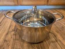 8 Quart Stainless Steel Stock Pot with Visible Lid Heavy Duty Nonstick Cookware