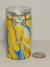 Marbled Glass Stash Jar w/ Clamp Lid Airtight Smell Proof Container for Herbs