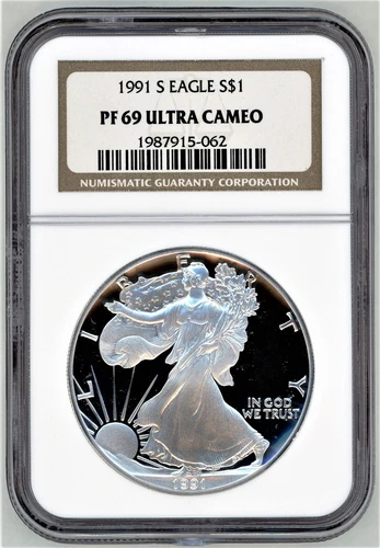 1991-S NGC PF-69 ULTRA CAMEO AMERICAN SILVER EAGLE 1 OZ .999 SILVER 1987915-062