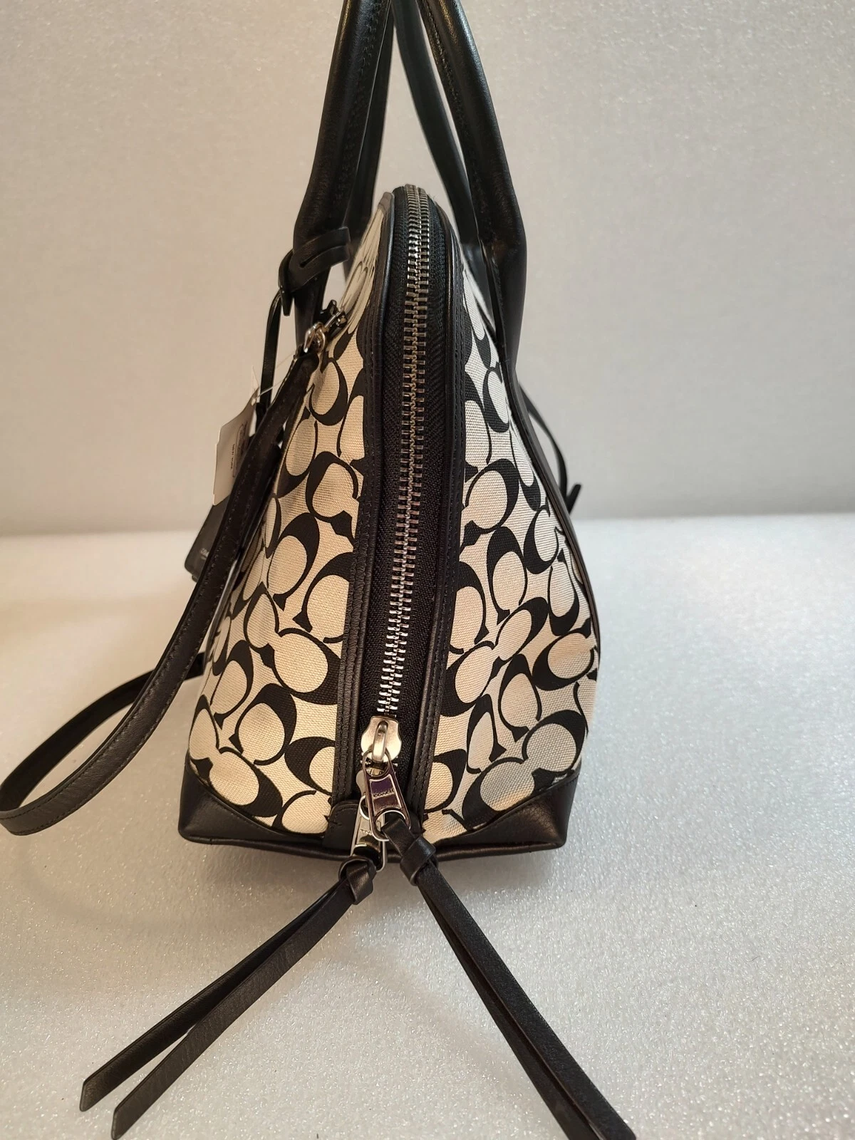 Borsa a mano Coach Bleecker Preston nuova con etichette beige chiaro nera F30160