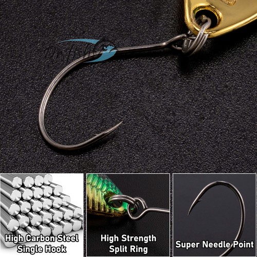 6 piezas señuelo de pesca brillante metal spinner cebo aparejo crankbait cuchara trucha lubina - Imagen 3 de 8