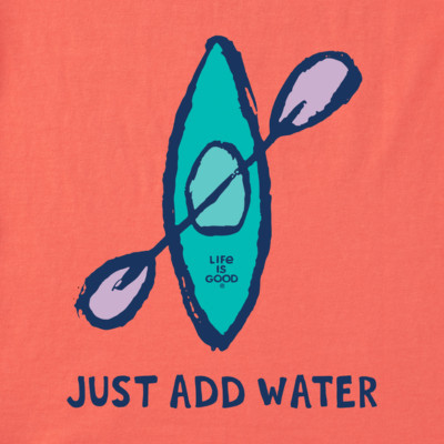 NWT Women's Life is Good Just Add Water Kayak Mango Orange SS Crusher Tee