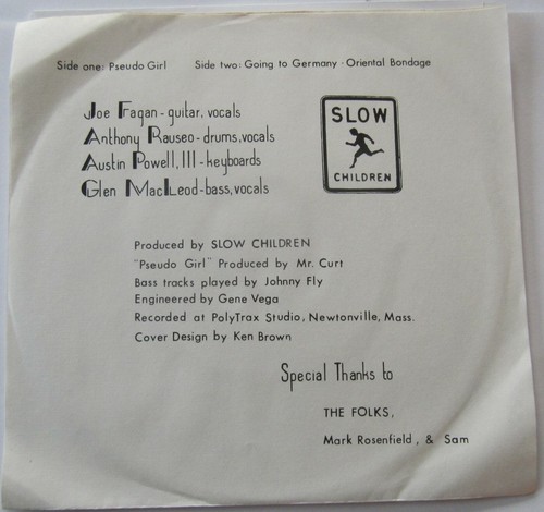 Slow Children - Pseudo Girl 7" Boston Power Pop Punk 1981 La Peste KBD 45 - Picture 2 of 4