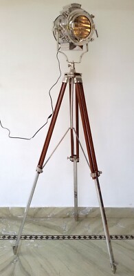 Hollywood Studio Spotlight Tripod Floor Lamp - 65 Inch Vintage Brown Office Decor
