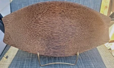 Set of 2 MCM Sleek Vintage Palm Wood Boat? Bowls Coconut Tiki Bar