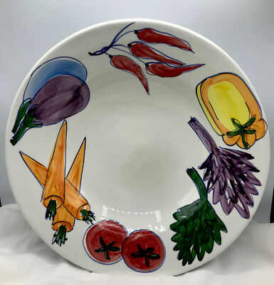 La Ceramica VBC X-Large Pasta Serving Platter Made In Italy Hand Painted  Vintage