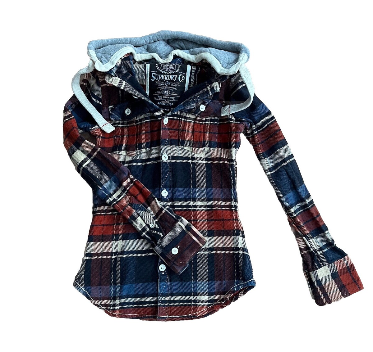 SUPERDRY LADIES CHECKED SHIRT / HOODIE TOP *JACKET TOP - UK WOMENS SIZE XS  | eBay UK