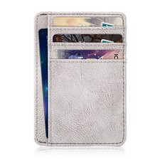 Credit Card ID Holder Case with ID Window- RFID Blocking Leather Wallet Sleeve