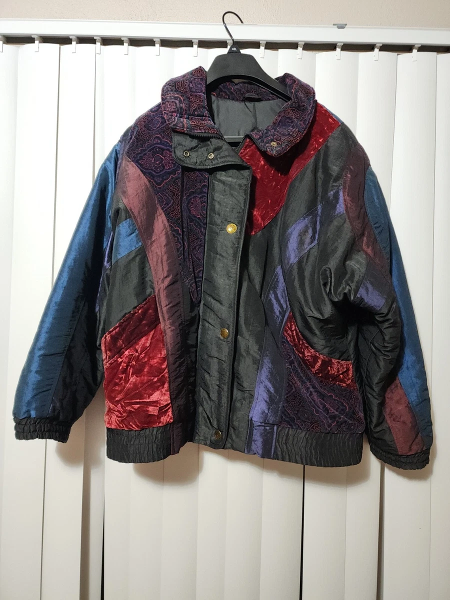 Vintage 1980s 80s Innovations BY IZZI Jacket Coat Patchwork Tapestry Velvet  M L