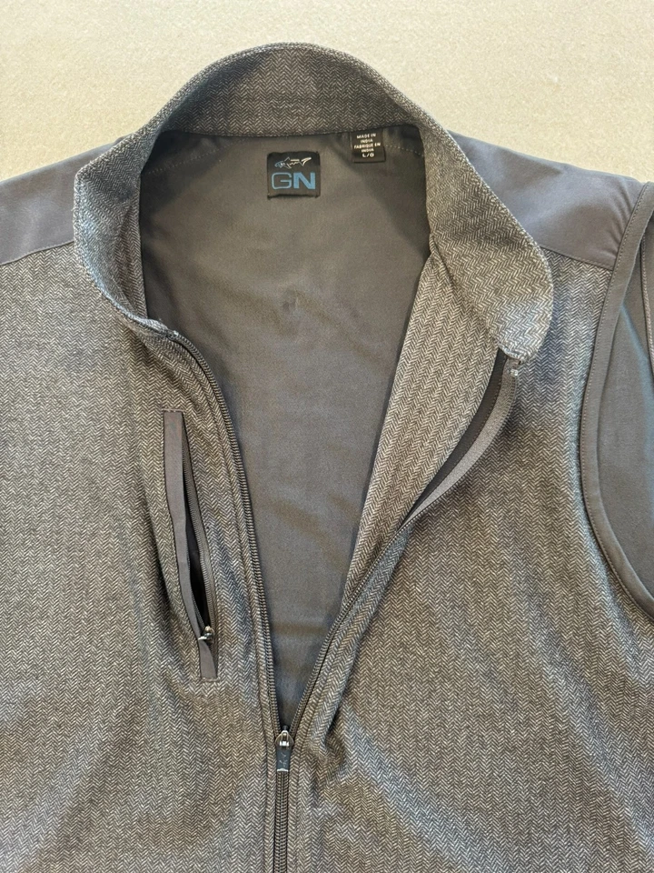 Chaleco de golf Greg Norman para hombre grande gris espiga cremallera completa chaqueta activa/inforual Foto 3 de 4