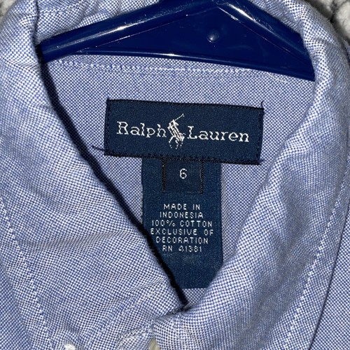 Ralph Lauren Boys Button Up Youth Polo Logo Long Sleeve Shirt Size 6 - Picture 4 of 7