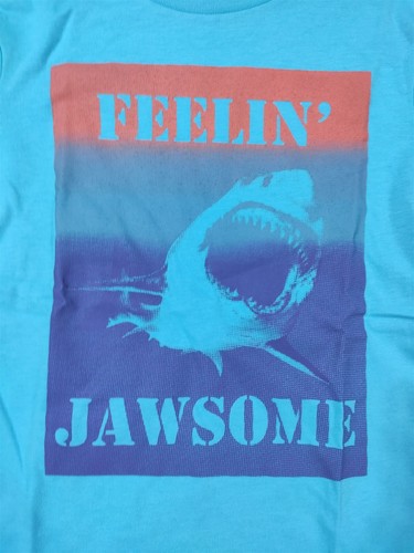 Shark Shirt Boys Medium 8 Feelin' Jawsome Blue Short Sleeve Novelty Tee T-Shirt - Picture 2 of 2