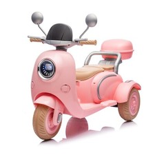 Kids 2-Seater Ride-On Motorcycle 12V with 2 Motors - 3-Wheel, USB, for 3-6, Pink