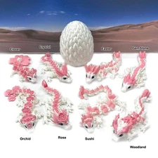 Baby Dragon with  Dragon Egg, 3D Printed Articulated Baby Dragon, BD007WP-WE