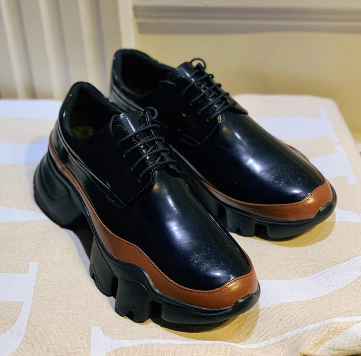 SAOLA Sneaker da uomo moda sport creeper in pelle nera gioventù scarpe stringate comfort