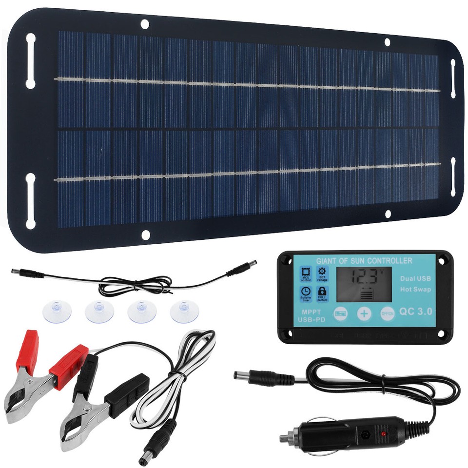 Solar Powered Panel Trickle Charger 12V 30W Battery Controller for RV