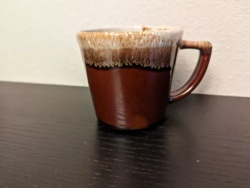 Coffee Cup Mug McCoy Brown Drip Glaze 8 oz D Handle Vtg Pottery Made in USA VGC