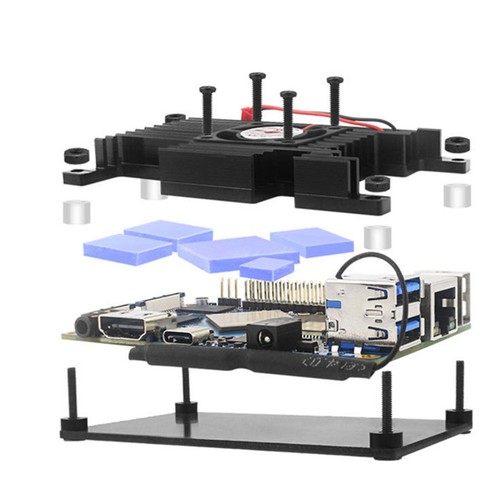 Alloy Case with Fan Passive Cooling Enclosure Heat Shell for Orange Pi 4 LTS g - Photo 8/13