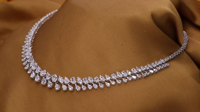 13.80 Ct Lab Grown CVD Multi Shape Diamond Collar Necklace 14k