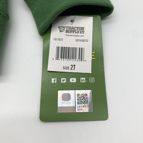 Neu John Deere Jungen grauer Reißverschluss Poly Traktor Hoodie Sweatshirt Größen 2T - Bild 5 von 6