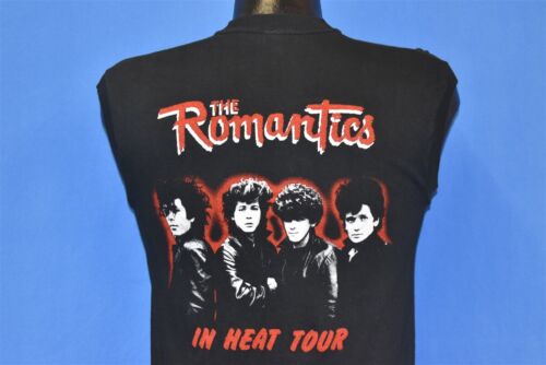 vtg 80s THE ROMANTICS IN HEAT TOUR SLEEVELESS NEW WAVE ROCK BAND BLACK t-shirt S