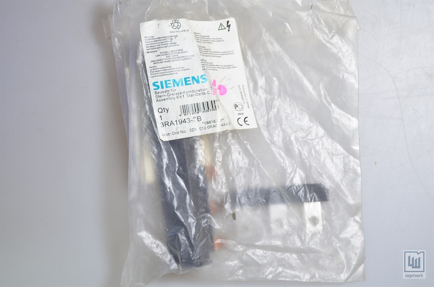 SIEMENS 3RA1 943-2B / 3RA1943-2B, assembly kit for star-delta combination - NEW