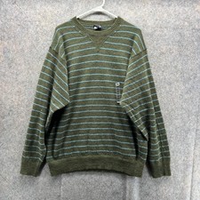 Gap Sweater Men XXL Knitted Green Blue Crewneck Pullover Striped Casual Cotton