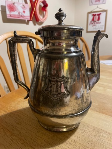 Vintage Simpson Hall Miller & Co quad plate 2090 5 teapot "B" script monogram