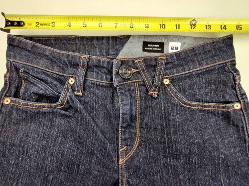 Volcom Solver Men's 28x29 Slim Straight Dark Blue Denim Stretch Jeans - Picture 9 of 11