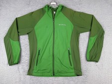 Columbia Jacket Women Medium Green Full Zip Windbreaker Omni-Shield Hood READ