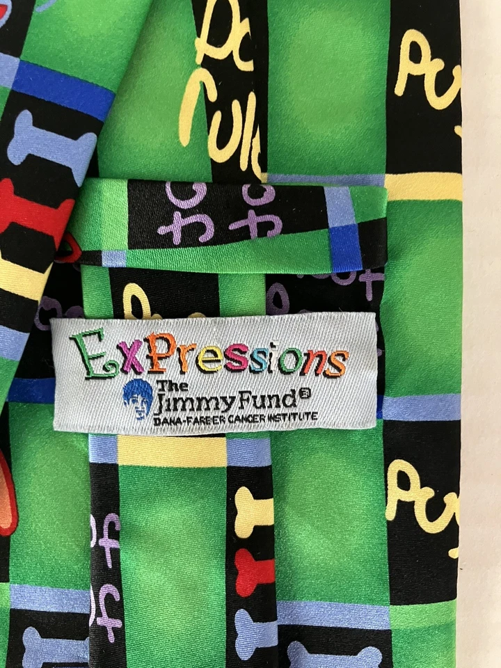 Corbata para hombre Expressions corbata seda The Jimmy Fund perros cachorros satinado geométrico Foto 4 de 4