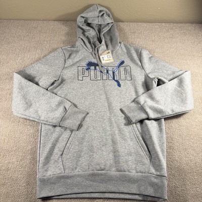 Puma Hoodie Mens Small Gray Raised Up Pullover Sweatshirt Logo Athletic 68443703