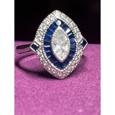 Beautiful Sterling Silver 925 women's ring. blue sapphire antique style.
