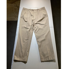 Berle Men  s Dress Pants   Beige   Size 42L   Pleated Front   Cotton Blend