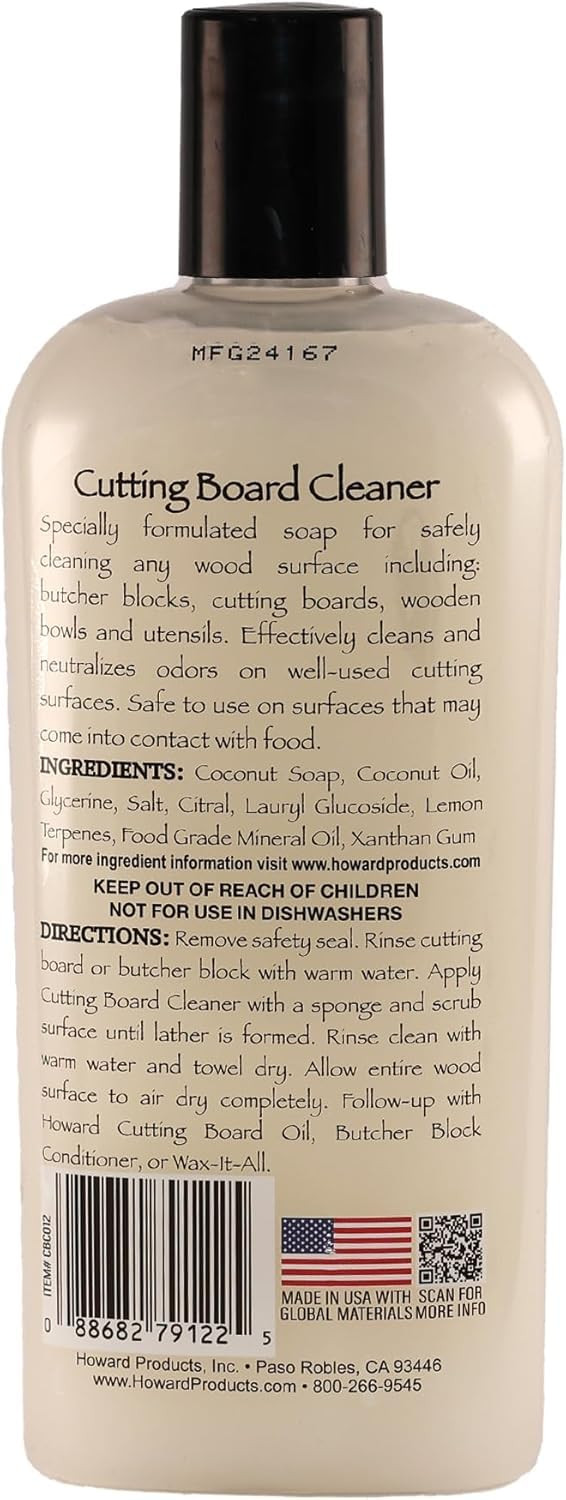 Coconut Soap Lemon Oil Cutting Board Cleaner Safe for Food Contact 12 Fl Oz