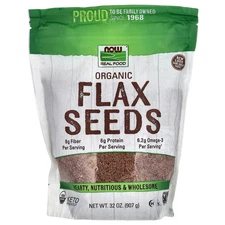 Now Foods Real Food Certified Organic Flax Seeds 32 oz 907 g Organic, Vegan,