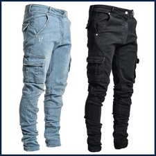 Men's Slim Fit Ripped Jeans Stretch Denim Pants Casual Skinny Trousers Fashion