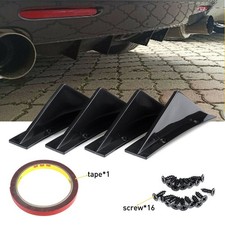 4x Bumper Rear Universal Diffuser Fin Spoiler Wing Lip Glossy Splitter Black New