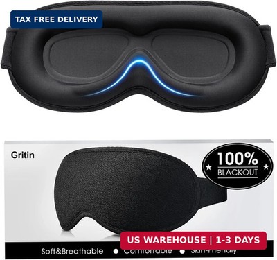 Gritin 100% Blackout Sleep Eye Mask for Women Men, Zero Pressure Sleeping Mask -